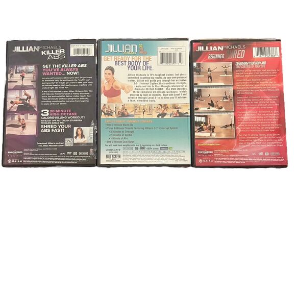 Lot Of 3 Jillian Michaels Workout DVDs Killer Abs Beginner Shred ++ - Picture 2 of 2